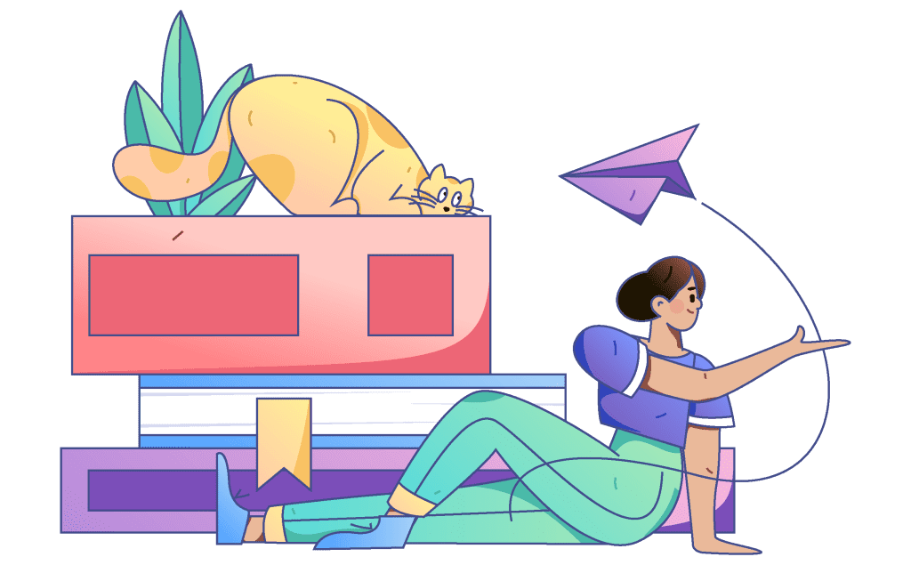 Illustration of a person throwing a paper airplane